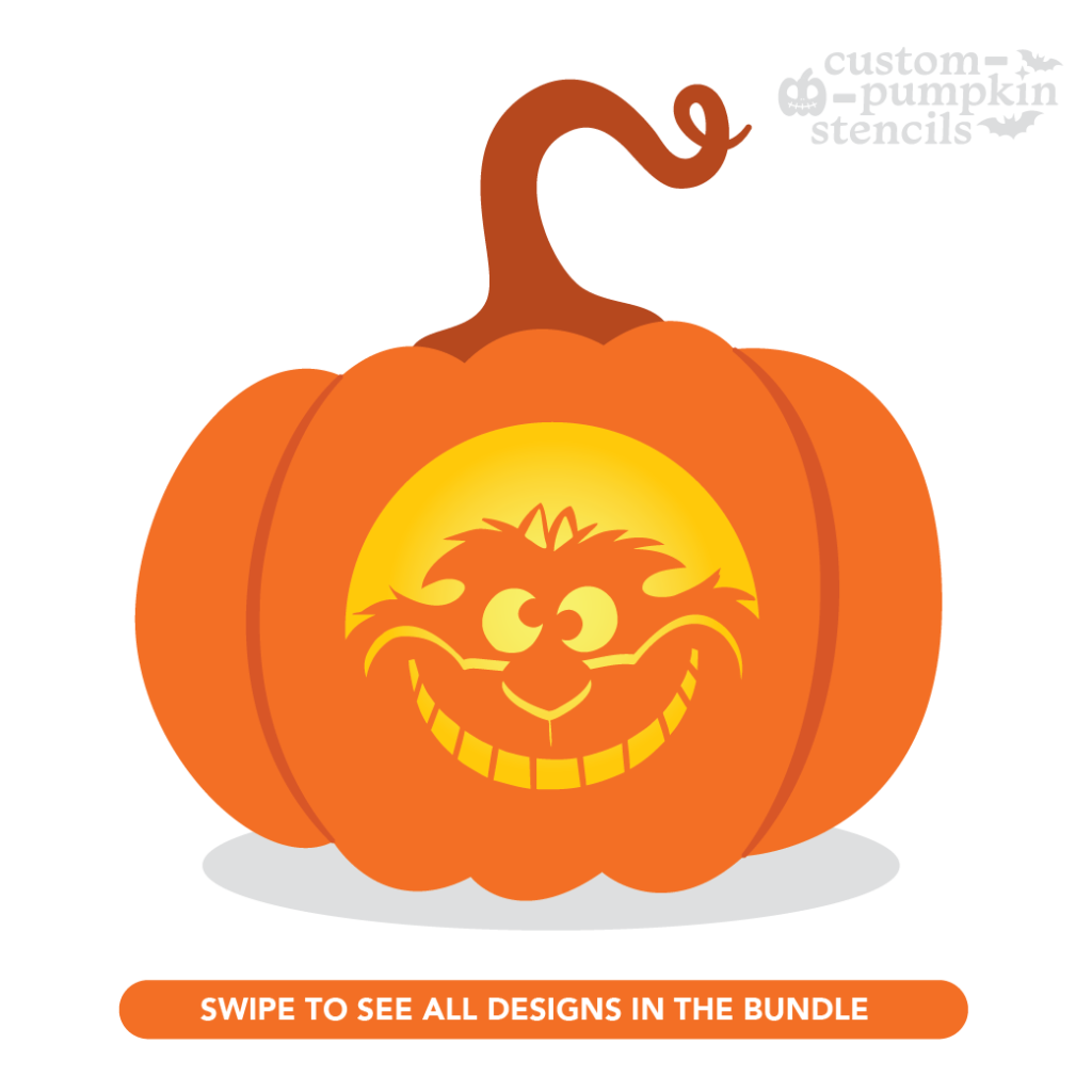 Cheshire Cat Pumpkin Carving Stencil Custom Pumpkin Stencils 2025