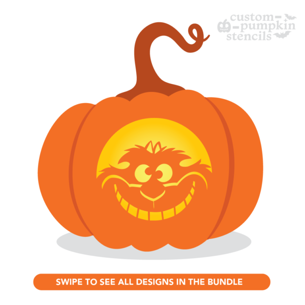 Cheshire Cat Pumpkin Carving Stencil