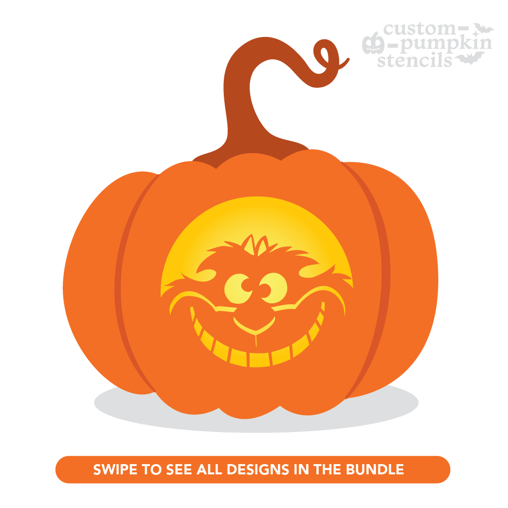 Cheshire Cat Pumpkin Carving Stencil - Custom Pumpkin Stencils 2025