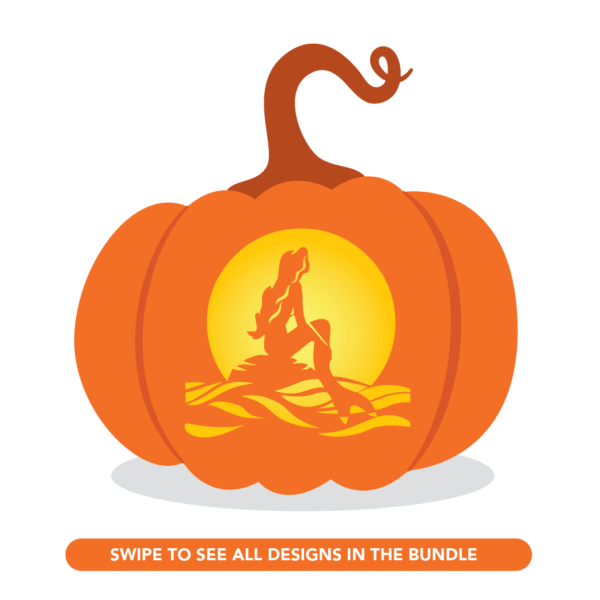 Mermaid Pumpkin Carving Stencil