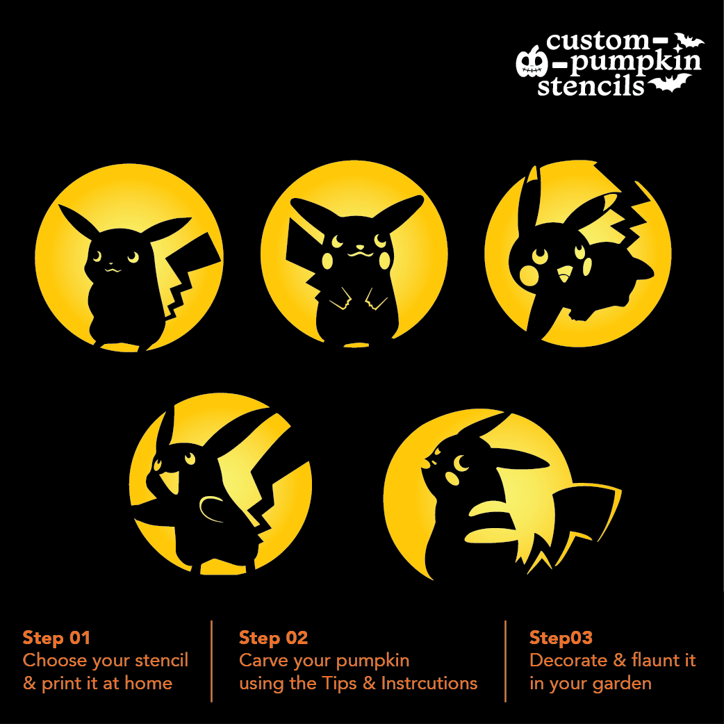 Pikachu Pumpkin Carving Stencil - Custom Pumpkin Stencils 2025