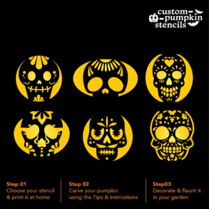 Sugar Skull Pumpkin Carving Stencil