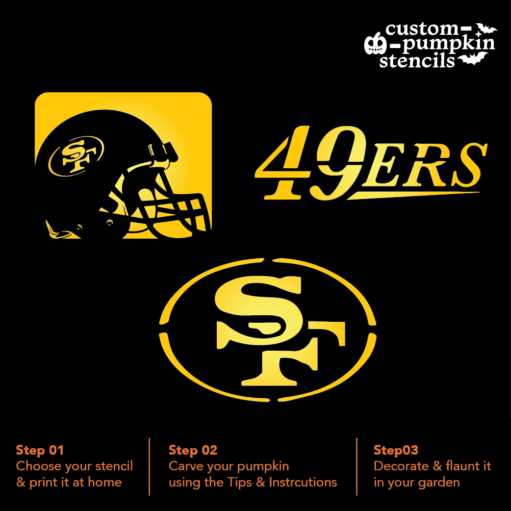 SF 49ers Pumpkin Carving Stencil - Custom Pumpkin Stencils 2025