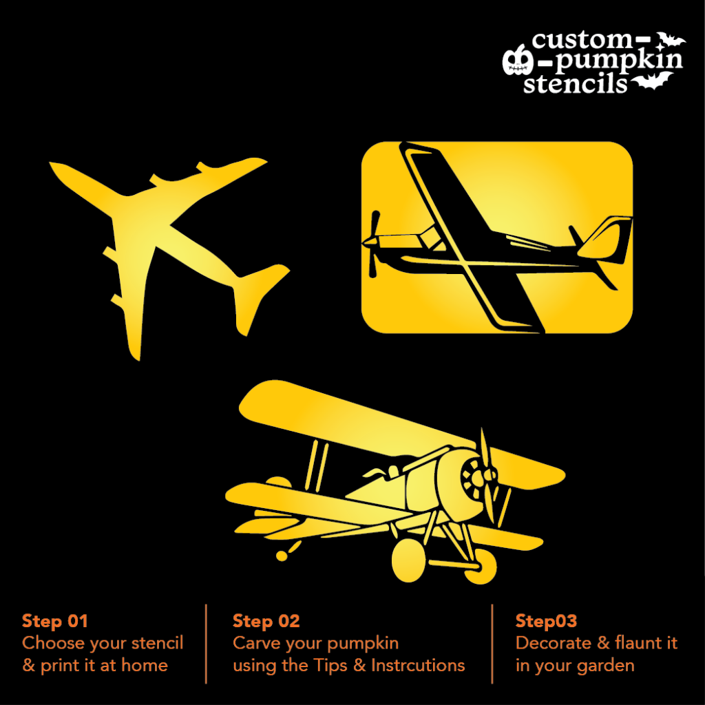 Airplane Pumpkin Carving Stencil - Custom Pumpkin Stencils 2025