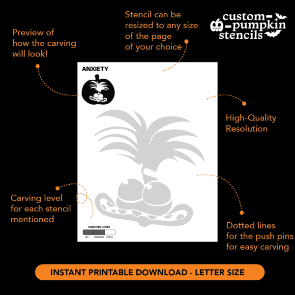 Inside Out 2: Anxiety Pumpkin Carving Stencil Inside Out 2: Anxiety Pumpkin Carving Stencil