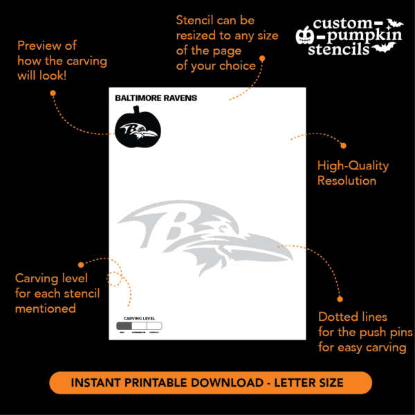Baltimore Ravens Pumpkin Carving Stencil Baltimore Ravens Pumpkin Carving Stencil
