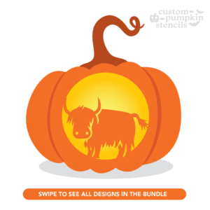 Highland Cow Pumpkin Carving Stencil