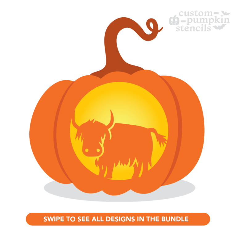 Highland Cow Pumpkin Carving Stencil Custom Pumpkin Stencils 2025