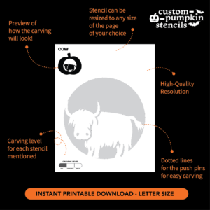 Highland Cow Pumpkin Carving Stencil Custom Pumpkin Stencils 2025