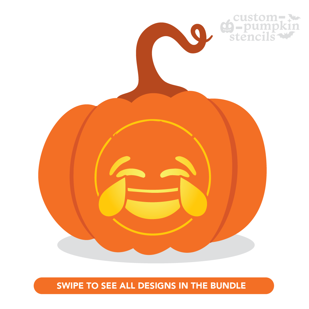 Face With Tears Of Joy Emoji Pumpkin Carving Stencil - Custom Pumpkin Stencils 2025