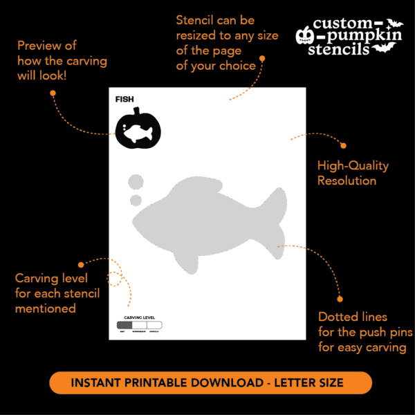Fish Pumpkin Carving Stencil Fish Pumpkin Carving Stencil