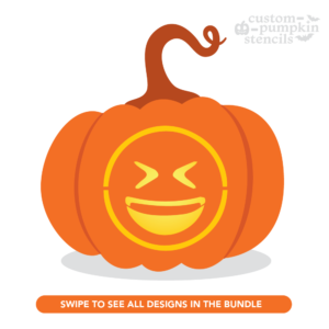 Grinning Squinting Face Emoji Pumpkin Carving Stencil