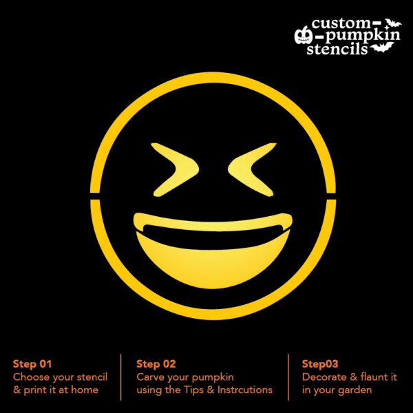 Grinning Squinting Face Emoji Pumpkin Carving Stencil Grinning Squinting Face Emoji Pumpkin Carving Stencil
