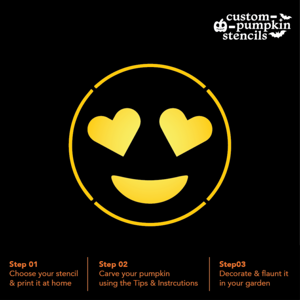 Heart Eyes Pumpkin Carving Stencil Heart Eyes Pumpkin Carving Stencil