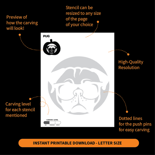 Pug Pumpkin Carving Stencil Pug Pumpkin Carving Stencil
