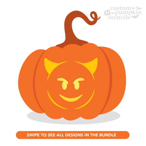 Smiling Face With Horns Emoji Pumpkin Carving Stencil