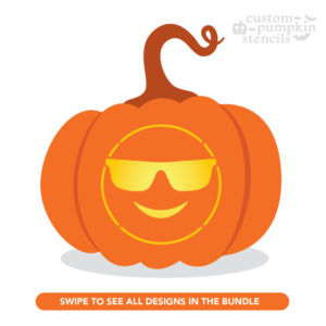 Smiling Face With Sunglasses Pumpkin Carving Stencil