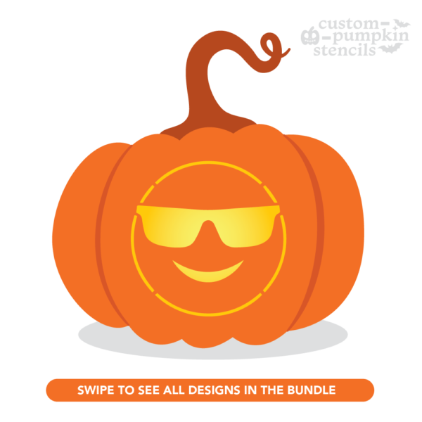 Smiling Face With Sunglasses Pumpkin Carving Stencil