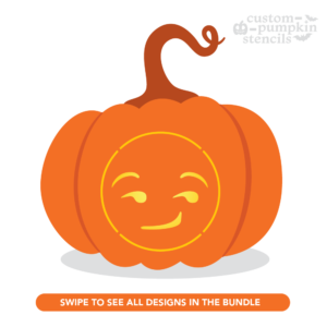 Smirking Face Emoji Pumpkin Carving Stencil