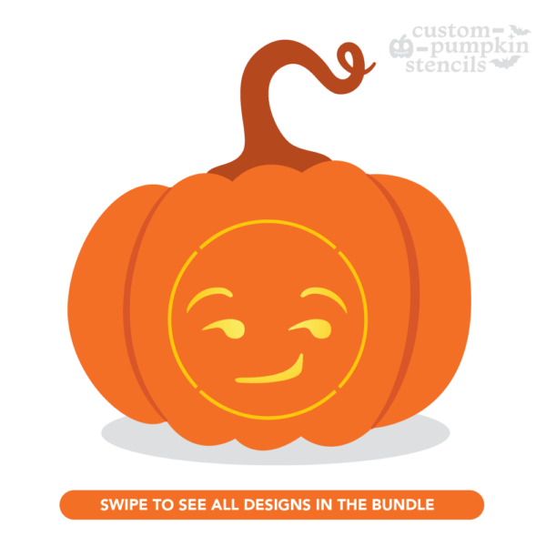 Smirking Face Emoji Pumpkin Carving Stencil