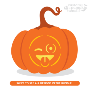 Winking Face With Tongue Emoji Pumpkin Carving Stencil