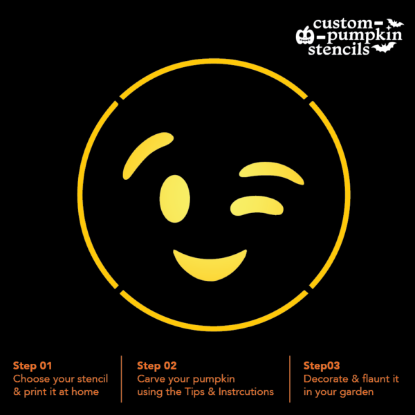 Winking Face Emoji Pumpkin Carving Stencil Winking Face Emoji Pumpkin Carving Stencil