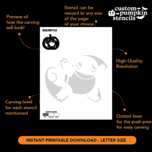 Squirtle Pumpkin Carving Stencil