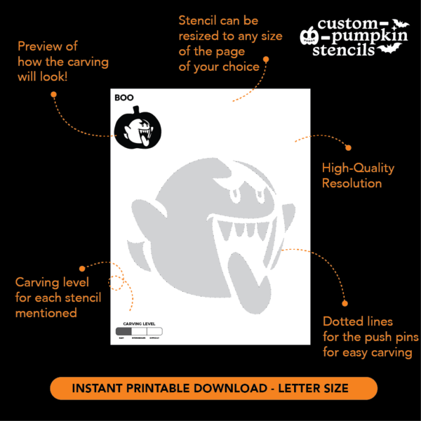 Boo Mario Pumpkin Carving Stencil Boo Mario Pumpkin Carving Stencil