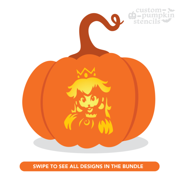 Princess Peach Pumpkin Carving Stencil