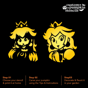 Princess Peach Pumpkin Carving Stencil