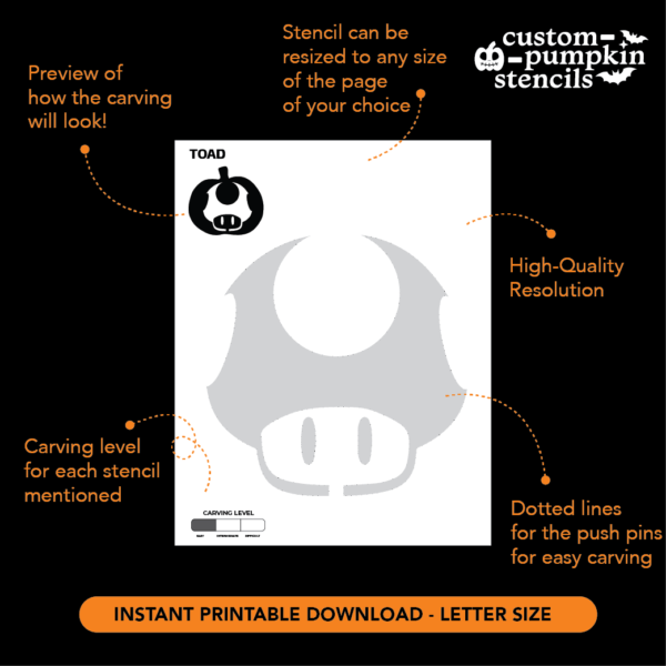 Toad Mario Pumpkin Carving Stencil Toad Mario Pumpkin Carving Stencil