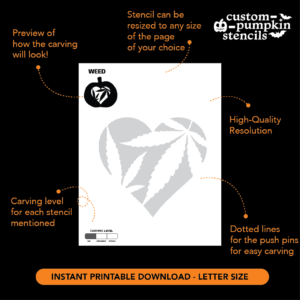 Weed Pumpkin Carving Stencil