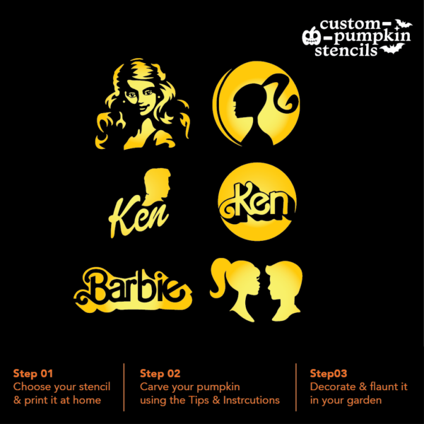 Barbie and Ken Pumpkin Carving Stencil Barbie and Ken Pumpkin Carving Stencil
