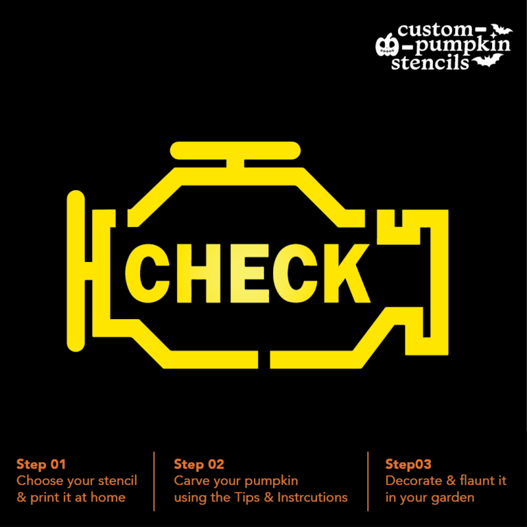 Check Engine Light Pumpkin Carving Stencil