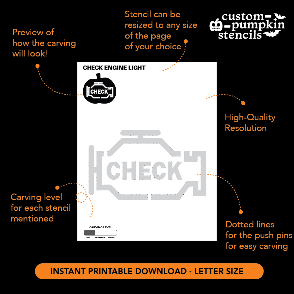 template check engine light pumpkin stencil