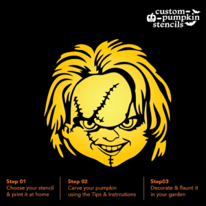 Chucky Doll Pumpkin Carving Stencil