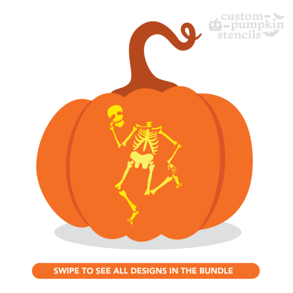 Dancing Skeleton Pumpkin Carving Stencil