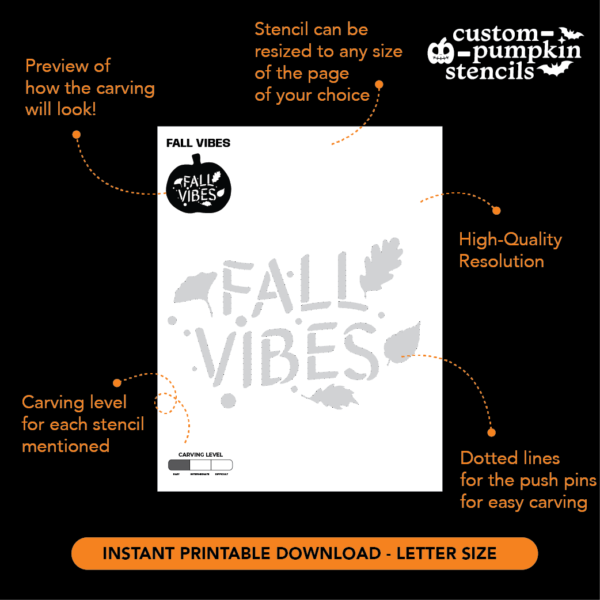 Fall Vibes Pumpkin Carving Stencil Fall Vibes Pumpkin Carving Stencil