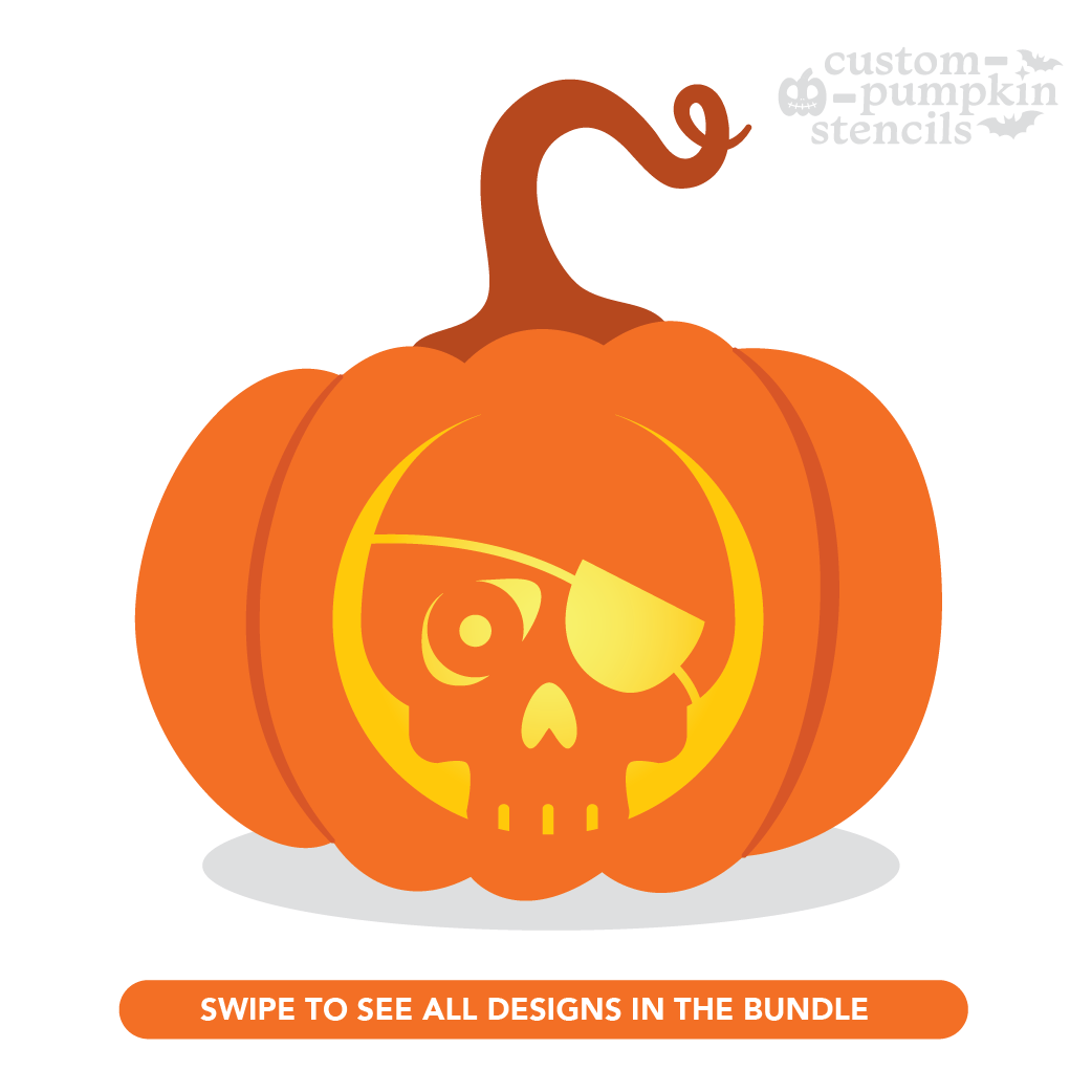 Pirate Skull Pumpkin Carving Stencil