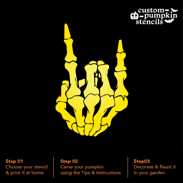 Skeleton Rock Hand Pumpkin Carving Stencil Skeleton Rock Hand Pumpkin Carving Stencil