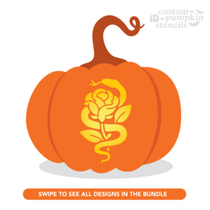 Snake with Roses Pumpkin Carving Stencil