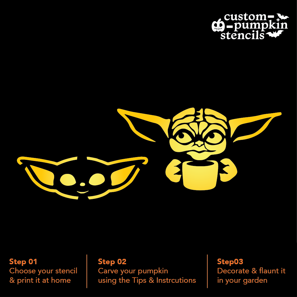 Star Wars] Baby Yoda Pumpkin Carving Stencil