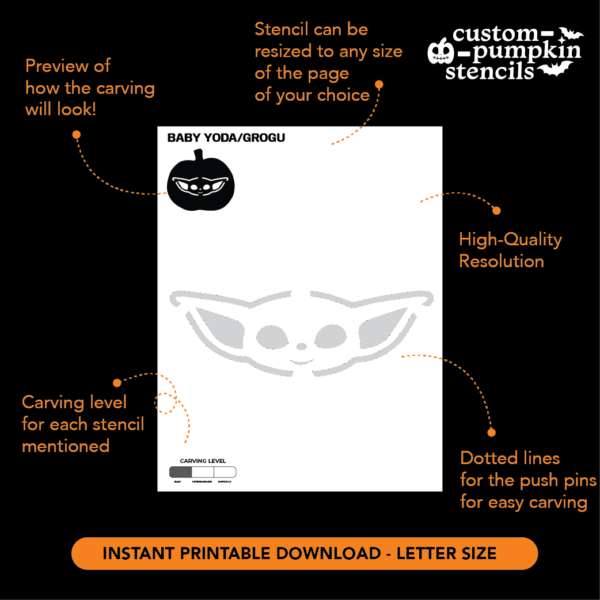 Baby Yoda Pumpkin Carving Stencil Baby Yoda Pumpkin Carving Stencil