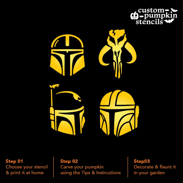 Mandalorian Star Wars Pumpkin Carving Stencil Mandalorian Star Wars Pumpkin Carving Stencil