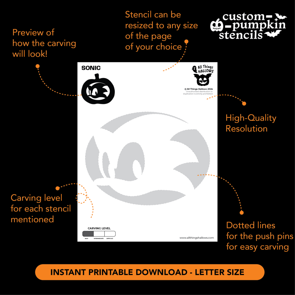 Sonic Pumpkin Carving Stencil